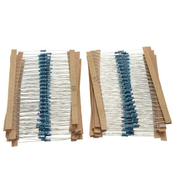 500pcs 1/4w 1% Metal Film Resistor 25 Values Assortment