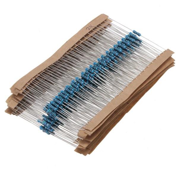 500pcs 1/4w 1% Metal Film Resistor 25 Values Assortment