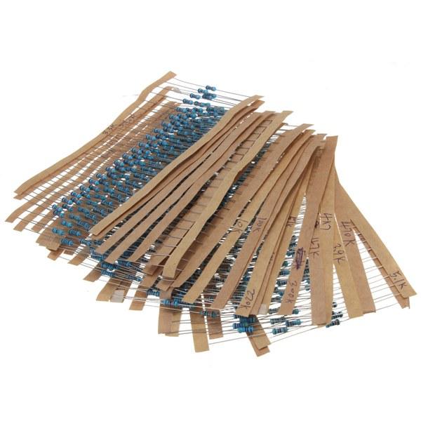 500pcs 1/4w 1% Metal Film Resistor 25 Values Assortment