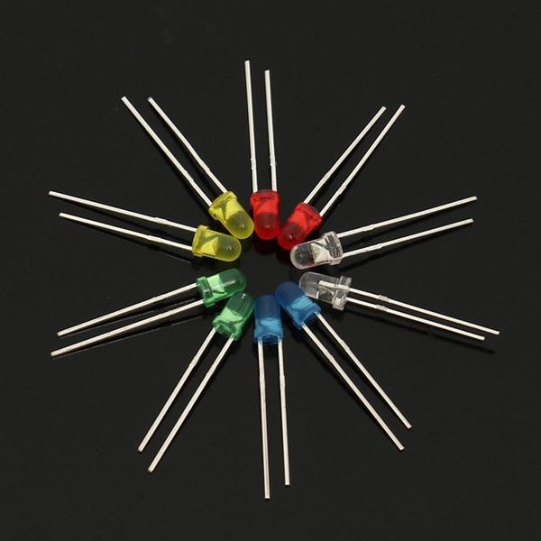 200Pcs 3MM LED Light Assorted Kit Red Green Blue Yellow White DIY LEDs Set