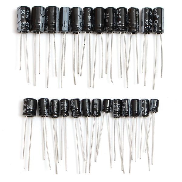 210Pcs 25 Value 0.1uF~220uF Electrolytic Capacitors Assortment Kit Set