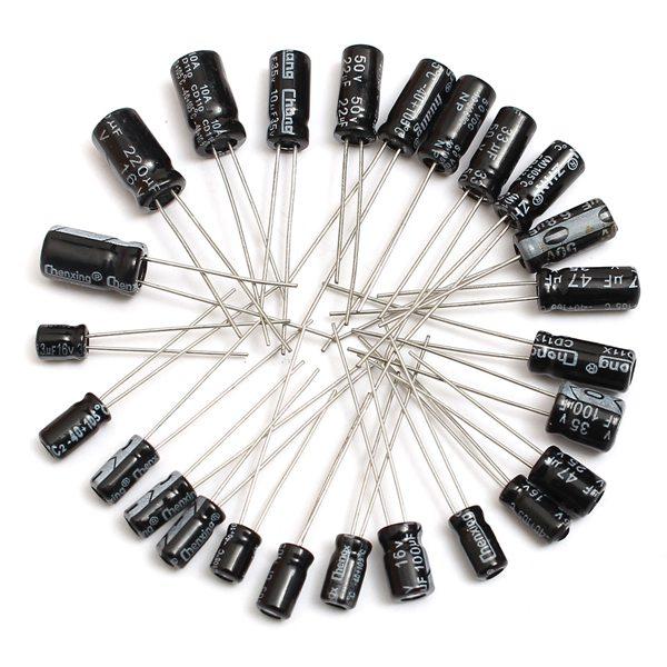 210Pcs 25 Value 0.1uF~220uF Electrolytic Capacitors Assortment Kit Set