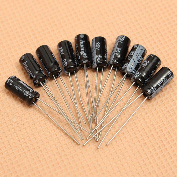 210Pcs 25 Value 0.1uF~220uF Electrolytic Capacitors Assortment Kit Set