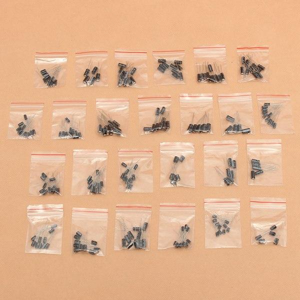 210Pcs 25 Value 0.1uF~220uF Electrolytic Capacitors Assortment Kit Set