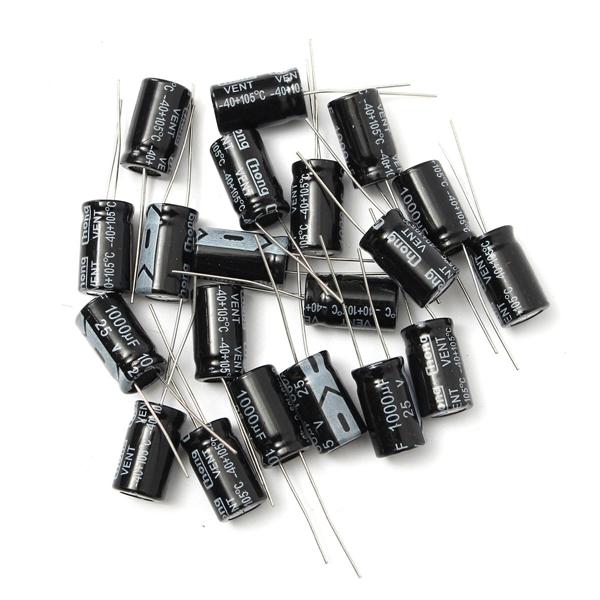 60pcs 1000uF 25V Radial Electrolytic Capacitor 10 x 17mm