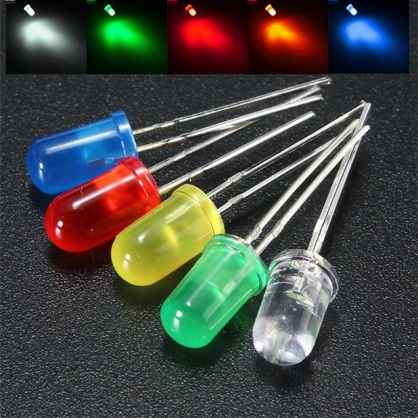 50Pcs 5mm Round Red Green Blue Yellow White Color ...