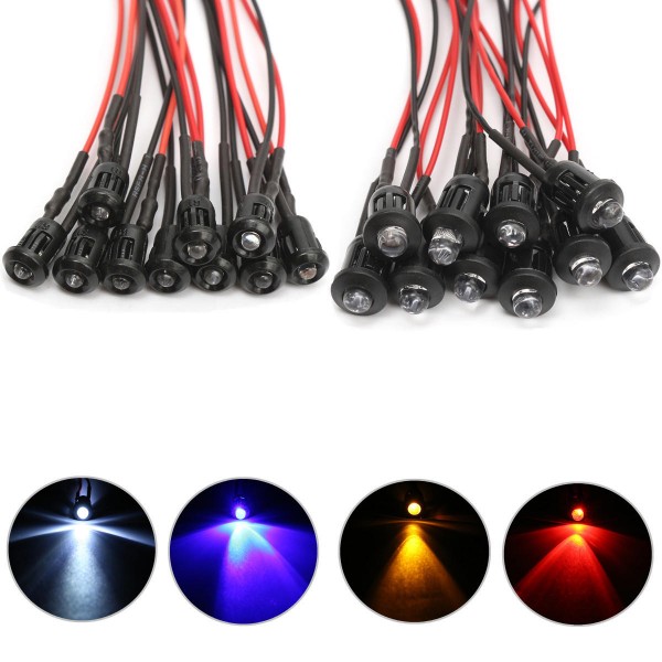 10Pcs 12V Flashing Pre-Wired LED Ultra Bright Wate...