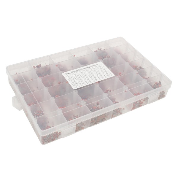 36Value 3600pcs 50V Electrolytic Capacitor Assortment Box Kit Range 100pF - 1uF Ceramic Capacitor