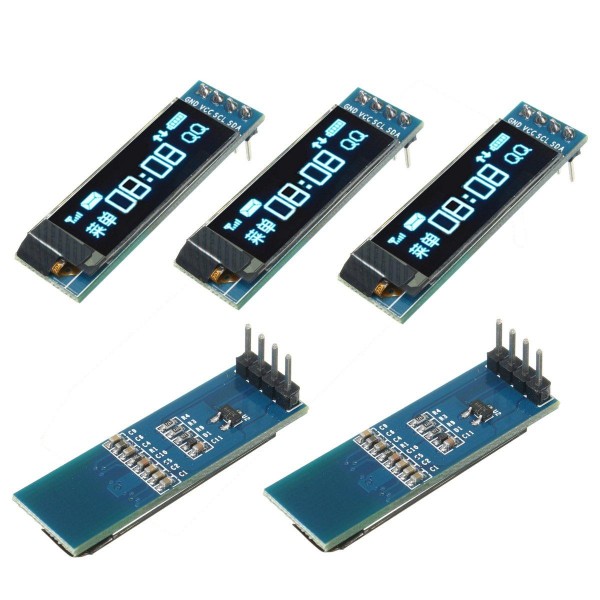 5Pcs 0.91 Inch 128x32 IIC I2C Blue OLED LCD Displa...