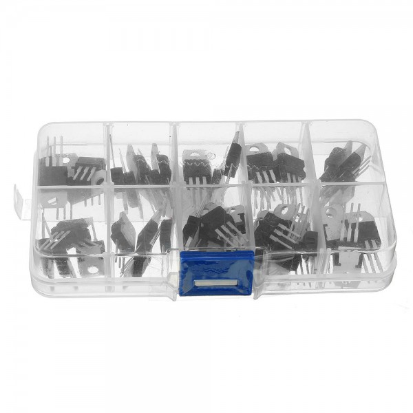 50Pcs 10 values 5 Each LM317T L7805 L7806 L7808 L7809 L7810 L7812 L7815 L7818 L7824 Transistor Assortment Kit