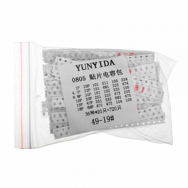 720Pcs 0805 SMD Ceramic Capacitor Assorted Kit 1pF~10uF 36 Values 20 Each Samples Kit Electronic Diy Kit