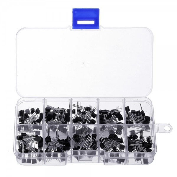 200Pcs Transistor Assortment Kit BC337 BC327 2N2222 2N2907 2N3904 2N3906 S8050 S8550 A1015 C1815 10 Value Transistors Box