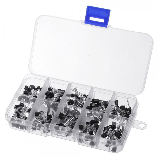 200Pcs Transistor Assortment Kit BC337 BC327 2N2222 2N2907 2N3904 2N3906 S8050 S8550 A1015 C1815 10 Value Transistors Box